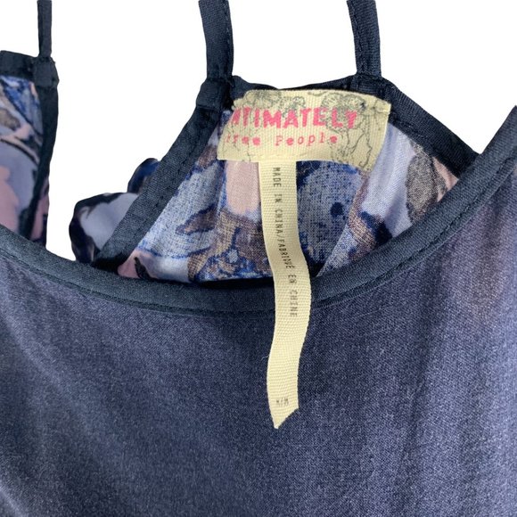 Free People Intimately Voile Slip Strappy Floral Print Dress in Midnight Size M - Picture 4 of 11